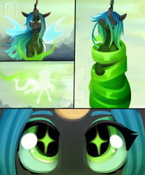 Size: 800x960 | Tagged: safe, artist:buvanybu, queen chrysalis, changeling, changeling queen, g4, to where and back again, a better ending for chrysalis, alternate scenario, comic, female, good end, metamorphosis, starry eyes, transformation, watermark, what if, wingding eyes