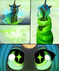 Size: 800x960 | Tagged: safe, artist:buvanybu, queen chrysalis, changeling, changeling queen, g4, to where and back again, a better ending for chrysalis, alternate scenario, comic, female, good end, heartwarming, heartwarming in hindsight, metamorphosis, starry eyes, transformation, watermark, what if, wingding eyes