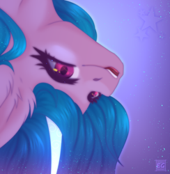 Size: 2108x2160 | Tagged: safe, artist:elektra-gertly, izzy moonbow, pony, unicorn, g5, cute, ear fluff, female, glowing horn, gradient background, high res, horn, izzybetes, mare, open mouth, solo, upside down