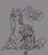 Size: 4137x4740 | Tagged: safe, artist:archonix, derpibooru exclusive, princess cadance, oc, oc:flutterpriest, oc:milk, alicorn, pegasus, pony, g4, clerical collar, cushion, duo, female, glass of milk, gray background, grayscale, monochrome, pegasus oc, priest, simple background, sitting, sketch