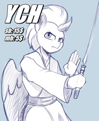 Size: 884x1080 | Tagged: safe, artist:felixf, oc, anthro, anthro oc, commission, crossover, jedi, jedi knight, lightning, lightsaber, sith, star wars, weapon, ych sketch, your character here
