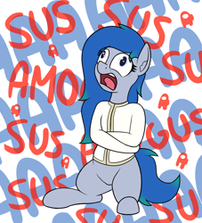 Size: 1000x1100 | Tagged: safe, artist:ponynamedmixtape, oc, oc only, oc:nim, pegasus, pony, aaaaaaaaaa, amogus, among us, bondage, hallucination, insanity, meme, mental breakdown, paranoid, schizophrenia, solo, straitjacket, sus (among us), terror