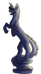Size: 571x1036 | Tagged: safe, artist:orangemoonarts, oc, oc only, draconequus, hybrid, draconequus oc, fangs, interspecies offspring, male, offspring, open mouth, parent:discord, parent:twilight sparkle, parents:discolight, petrification, rearing, simple background, solo, statue, transparent background