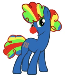 Size: 547x658 | Tagged: safe, artist:ry-bluepony1, oc, oc:train track, pony, unicorn, g4, april fools, base used, clown, clown nose, horn, male, red nose, show accurate, stallion, unicorn oc, wig