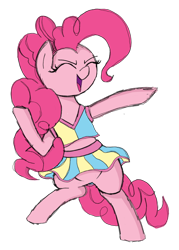 Size: 1080x1510 | Tagged: safe, artist:legendoflink, pinkie pie, earth pony, pony, g4, cheering, cheerleader, cheerleader outfit, clothes, cute, diapinkes, eyes closed, midriff, open mouth, simple background, skirt, solo, sports bra, sports skirt, standing, sweet dreams fuel, transparent background