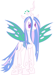 Size: 1823x2499 | Tagged: safe, edit, vector edit, princess celestia, queen chrysalis, changeling, changeling queen, ponyar fusion, g4, female, fusion, mare, palette swap, queen chrystia, recolor, simple background, solo, transparent background, vector