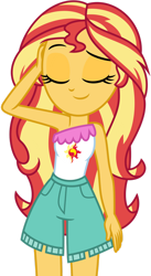 Size: 1024x1866 | Tagged: safe, artist:emeraldblast63, sunset shimmer, equestria girls, g4, adorasexy, bare shoulders, clothes, clothes swap, cute, sexy, shorts, sleeveless, solo, spring break, strapless