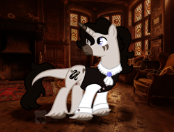 Size: 2500x1900 | Tagged: safe, artist:cuddlygrizzly, edit, oc, oc only, oc:donker blade, pony, unicorn, base used, living room, mansion, solo, vintage