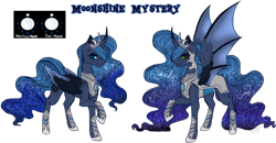 Size: 1280x667 | Tagged: safe, artist:nathy2001, oc, oc only, oc:moonshine mystery, alicorn, pony, alicorn oc, armor, bat wings, female, horn, hybrid wings, mare, offspring, parent:king sombra, parent:princess luna, parents:lumbra, simple background, solo, sombra eyes, transparent background, wings