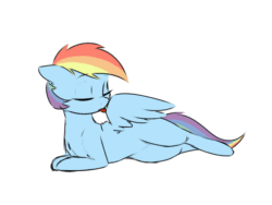 Size: 640x480 | Tagged: safe, artist:captainpudgemuffin, artist:dashiswaifu69, color edit, edit, editor:dashiswaifu69, rainbow dash, pegasus, pony, animated, behaving like a cat, captainpudgemuffin is trying to murder us, colored, cute, daaaaaaaaaaaw, dashabetes, eyes closed, female, frame by frame, grooming, hnnng, licking, licking wings, lying down, mare, missing cutie mark, mlem, nibbling, on side, preening, prone, silly, simple background, solo, spread wings, sweet dreams fuel, tongue out, weapons-grade cute, white background, wings