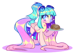 Size: 1280x933 | Tagged: safe, artist:yukiiichi, oc, oc only, pegasus, pony, bread, female, food, mare, simple background, solo, transparent background, tray