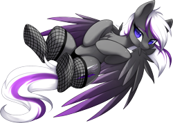 Size: 1602x1141 | Tagged: safe, artist:scarlet-spectrum, oc, oc only, oc:lyum, pegasus, pony, clothes, cute, female, fishnet stockings, grooming, mare, panties, preening, simple background, solo, transparent background, underwear, wings