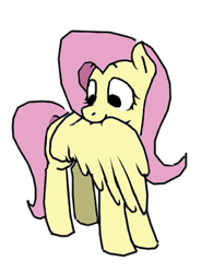 Size: 373x505 | Tagged: safe, artist:alexi148, fluttershy, pegasus, pony, g4, female, grooming, mare, preening, simple background, solo, white background, wings