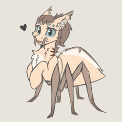 Size: 2480x2480 | Tagged: safe, artist:dorkmark, oc, oc only, oc:dima, hybrid, monster pony, original species, spiderpony, chest fluff, ear tufts, heart, high res, solo, species swap