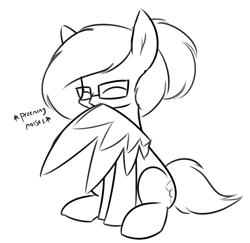 Size: 1197x1165 | Tagged: safe, artist:moonatik, derpibooru exclusive, oc, oc only, oc:moonatik, pegasus, pony, cute, descriptive noise, female, glasses, grooming, hair bun, mare, preening, sitting, sketch, solo