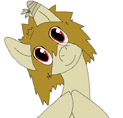 Size: 1123x1080 | Tagged: safe, artist:kannibalpirate, pegasus, pony, bandage, colt, looking at you, lostpony.txt, male, red eyes, red helper, smiling