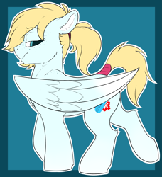 Size: 3033x3332 | Tagged: safe, artist:cold blight, oc, oc only, oc:cold blight, pegasus, pony, floppy ears, frown, high res, ponytail, simple background, solo, tail wrap