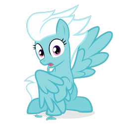 Size: 1800x1800 | Tagged: safe, artist:the smiling pony, fleetfoot, pegasus, pony, g4, .svg available, feather, grooming, looking at you, preening, show accurate, simple background, solo, spread wings, surprised, svg, transparent background, vector, wide eyes, wings