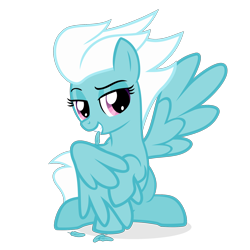 Size: 1800x1800 | Tagged: safe, alternate version, artist:the smiling pony, fleetfoot, pegasus, pony, g4, .svg available, bedroom eyes, feather, grin, grooming, lidded eyes, looking at you, preening, seductive, seductive look, show accurate, simple background, smiling, solo, spread wings, svg, transparent background, vector, wings