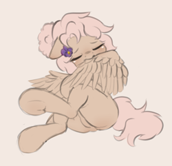 Size: 3011x2897 | Tagged: safe, artist:php197, oc, oc only, oc:mary jane, pegasus, pony, butt, female, flower, flower in hair, grooming, high res, mare, plot, preening, sitting, solo