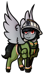 Size: 590x1000 | Tagged: safe, artist:oneiria-fylakas, oc, oc only, oc:nixy, pegasus, pony, firefighter, simple background, solo, transparent background