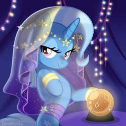 Size: 3100x3100 | Tagged: safe, artist:limedazzle, trixie, pony, unicorn, g4, crystal ball, cute, diatrixes, female, high res, mare, solo, veil