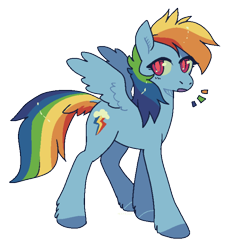 Size: 640x690 | Tagged: safe, artist:heartcade, rainbow dash, pegasus, pony, g4, colored hooves, colored pupils, dock, female, leg fluff, mare, open mouth, simple background, solo, spread wings, transparent background, wings
