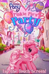 Size: 388x582 | Tagged: safe, pinkie pie (g3), earth pony, pony, g3, my little pony: pinkie pie's party, balloon, game, heart, my little pony logo, nintendo ds, party, title screen, youtube link