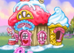 Size: 243x176 | Tagged: safe, pinkie pie (g3), earth pony, pony, g3, my little pony: pinkie pie's party, candy, candy cane, cupcake, food, frosting, game, heart, nintendo ds, picture for breezies, shop, sweet shoppe, youtube link