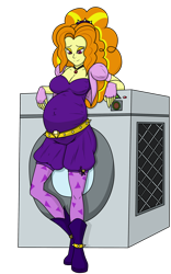 Size: 2500x4000 | Tagged: safe, artist:thenypod4, artist:valtorgun-le-grand, color edit, edit, adagio dazzle, equestria girls, g4, adagio preggo, belly, belt, big belly, bodysuit, boots, clothes, colored, female, fingerless gloves, gloves, pregnant, shoes, simple background, smiling, solo, transparent background, washing machine