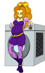 Size: 2500x4000 | Tagged: safe, artist:thenypod4, artist:valtorgun-le-grand, color edit, edit, adagio dazzle, equestria girls, g4, adagio preggo, belly, belt, big belly, bodysuit, boots, clothes, colored, female, fingerless gloves, gloves, pregnant, pregnant equestria girls, shoes, simple background, smiling, solo, transparent background, washing machine