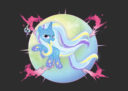 Size: 1507x1080 | Tagged: safe, artist:thehumanboywonder, trixie, pony, unicorn, g4, grin, mega evolution, pokémon, rainbow power, rainbow power-ified, smiling