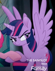 Size: 206x266 | Tagged: safe, screencap, pinkie pie, twilight sparkle, alicorn, earth pony, pony, g4, my little pony: the movie, cropped, determined, discovery family logo, female, looking back, mare, the sandlot, twilight sparkle (alicorn)