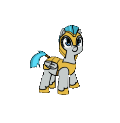 Size: 1170x1200 | Tagged: safe, artist:neuro, windstorm, animated, cute, dancing, female, gif, guardsmare, mare, royal guard, silly, simple background, transparent background
