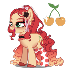Size: 900x950 | Tagged: safe, artist:gihhbloonde, oc, oc only, earth pony, pony, clothes, female, magical lesbian spawn, mare, offspring, parent:applejack, parent:cherry jubilee, simple background, socks, solo, transparent background