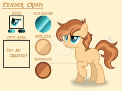 Size: 1280x950 | Tagged: safe, artist:purplepotato04, oc, oc only, oc:tender crisp, pony, deviantart watermark, male, obtrusive watermark, offspring, parent:button mash, parent:dinky hooves, reference sheet, solo, stallion, watermark