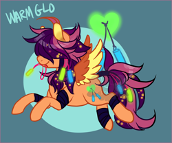 Size: 1200x1000 | Tagged: safe, artist:lavvythejackalope, oc, oc only, pegasus, pony, abstract background, glowstick, hair over eyes, male, pegasus oc, smiling, solo, stallion, wings