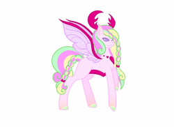 Size: 1280x933 | Tagged: safe, artist:ocean-drop, oc, oc only, oc:angel, changepony, hybrid, interspecies offspring, offspring, parent:princess cadance, parent:thorax, simple background, solo, white background