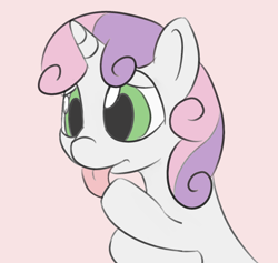 Size: 626x594 | Tagged: safe, artist:treekickerdraws, sweetie belle, pony, unicorn, g4, big eyes, female, filly, licking, solo, taste buds, tongue out