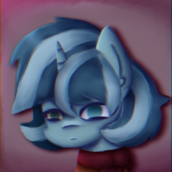 Size: 3000x3000 | Tagged: safe, artist:menalia, oc, oc only, oc:freezy coldres, pony, unicorn, bust, chromatic aberration, clothes, emotionless, female, high res, horn, mare, portrait, scarf, shirt, simple background, solo