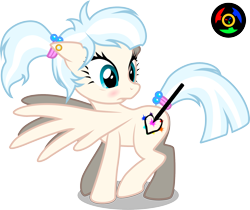 Size: 2127x1787 | Tagged: safe, artist:kyoshyu, oc, oc only, oc:gallery dart, pegasus, pony, blushing, connect the dots, cutie mark, female, mare, pencil, simple background, solo, transparent background, vector