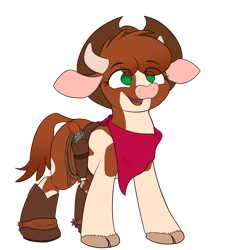 Size: 1024x1114 | Tagged: safe, artist:ljdamz1119, arizona (tfh), cow, them's fightin' herds, bandana, boots, clothes, cloven hooves, community related, cowboy boots, cowboy hat, cowgirl, cowgirl outfit, female, gun, handgun, hat, holster, rope, scarf, shoes, solo, stetson, weapon, western