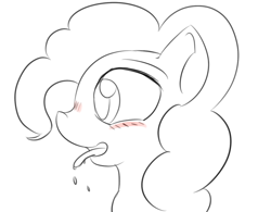 Size: 1280x1000 | Tagged: safe, artist:treekickerdraws, pinkie pie, earth pony, pony, g4, blushing, drool, sketch, solo, tongue out