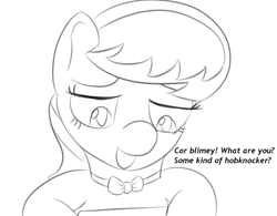 Size: 1280x1000 | Tagged: safe, artist:treekickerdraws, octavia melody, earth pony, pony, g4, bowtie, dialogue, sketch