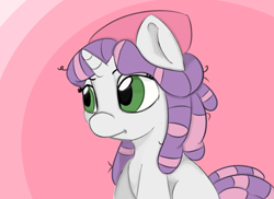 Size: 800x582 | Tagged: safe, artist:treekickerdraws, sweetie belle, pony, unicorn, g4, alternate hairstyle, beanie, dreadlocks, hat, solo