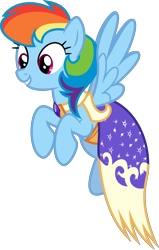 Size: 3000x4729 | Tagged: safe, artist:ambassad0r, rainbow dash, pegasus, pony, g4, make new friends but keep discord, alternate hairstyle, clothes, dress, female, gala dress, mare, rainbow dash always dresses in style, simple background, solo, transparent background, vector