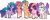 Size: 8592x3500 | Tagged: safe, artist:limedazzle, hitch trailblazer, izzy moonbow, pipp petals, sunny starscout, zipp storm, earth pony, pegasus, pony, unicorn, g4, g5, absurd resolution, adorapipp, adorazipp, braid, cloven hooves, colored wings, cute, cutie mark, female, g5 to g4, generation leap, group, hitchbetes, hoof fluff, izzybetes, looking at you, male, mane five, mare, movie accurate, multicolored wings, raised hoof, red eyes, red-eyed pipp, simple background, smiling, spread wings, stallion, sunnybetes, transparent background, unshorn fetlocks, wings