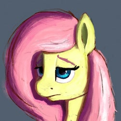 Size: 1800x1800 | Tagged: safe, artist:phutashi, fluttershy, pony, g4, apathy, bust, female, lidded eyes, looking at you, mare, melancholy, portrait, solo, speedpaint available, three quarter view