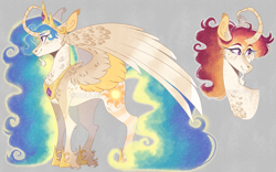 Size: 2793x1746 | Tagged: safe, artist:wanderingpegasus, princess celestia, alicorn, pony, g4, alternate hairstyle, celestia's crown, chest fluff, clothes, colored ears, colored wings, curved horn, ear freckles, ear tufts, facial hair, female, freckles, full body, goatee, hoof shoes, horn, jewelry, large wings, leg fluff, mare, markings, multicolored mane, multicolored tail, multicolored wings, neck fluff, necklace, orange mane, redesign, regalia, shoes, solo, spread wings, sun, tail, unshorn fetlocks, wavy mane, wavy tail, wings