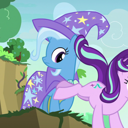 Size: 930x930 | Tagged: safe, screencap, starlight glimmer, trixie, pony, unicorn, g4, to change a changeling, cropped, duo, eyes on the prize, female, looking at butt, mare
